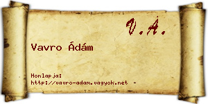Vavro Ádám névjegykártya